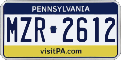 PA license plate MZR2612
