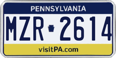 PA license plate MZR2614