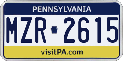 PA license plate MZR2615