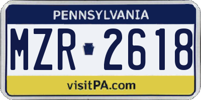 PA license plate MZR2618