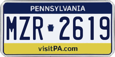 PA license plate MZR2619