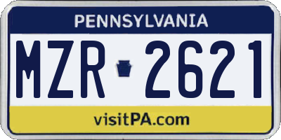 PA license plate MZR2621