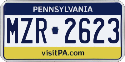 PA license plate MZR2623