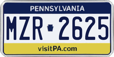 PA license plate MZR2625