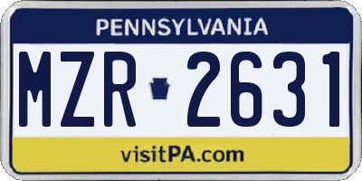 PA license plate MZR2631