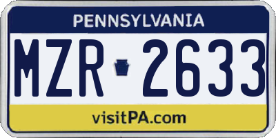 PA license plate MZR2633