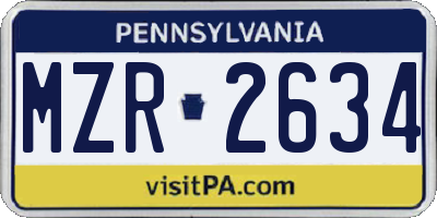 PA license plate MZR2634