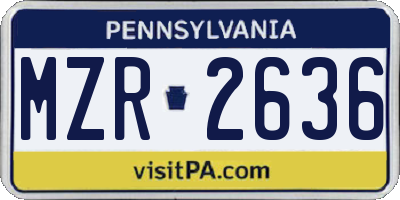 PA license plate MZR2636