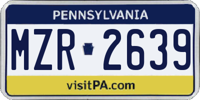 PA license plate MZR2639