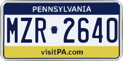 PA license plate MZR2640