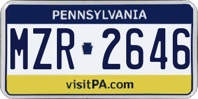 PA license plate MZR2646