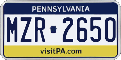 PA license plate MZR2650