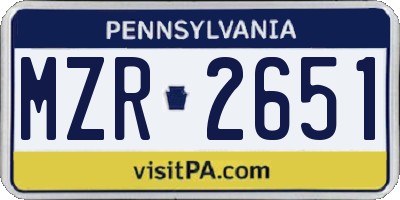 PA license plate MZR2651