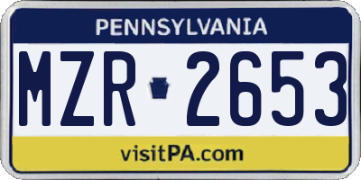 PA license plate MZR2653
