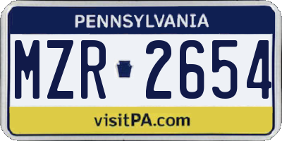 PA license plate MZR2654