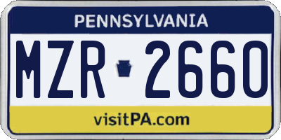 PA license plate MZR2660