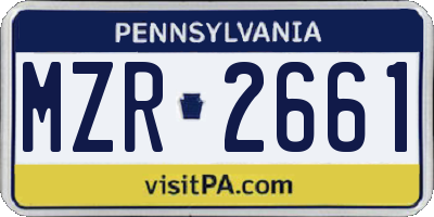 PA license plate MZR2661