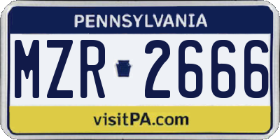 PA license plate MZR2666