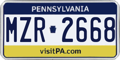 PA license plate MZR2668