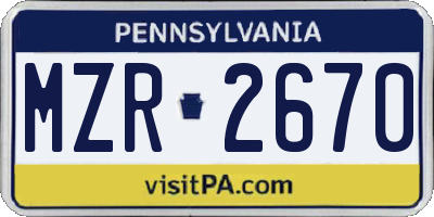 PA license plate MZR2670