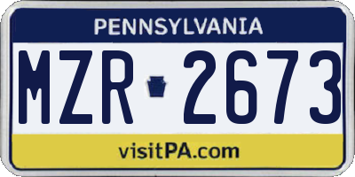 PA license plate MZR2673