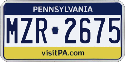 PA license plate MZR2675