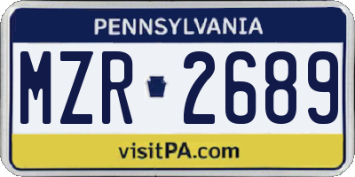 PA license plate MZR2689