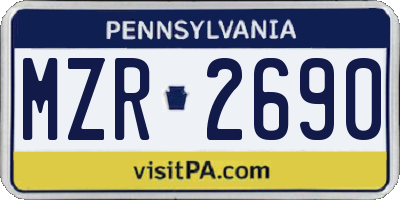 PA license plate MZR2690
