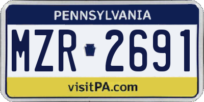 PA license plate MZR2691