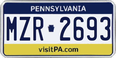 PA license plate MZR2693