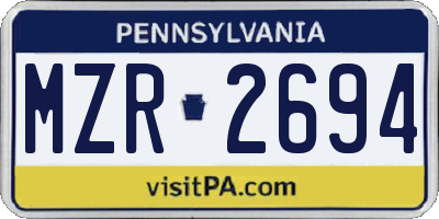 PA license plate MZR2694