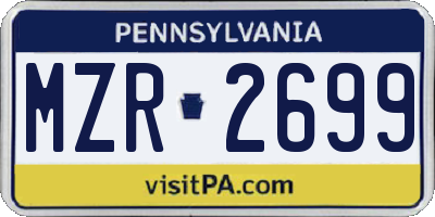 PA license plate MZR2699