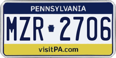 PA license plate MZR2706