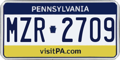 PA license plate MZR2709
