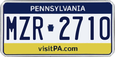 PA license plate MZR2710