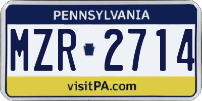 PA license plate MZR2714