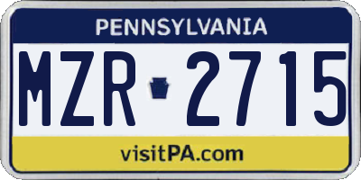 PA license plate MZR2715