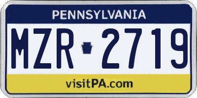 PA license plate MZR2719