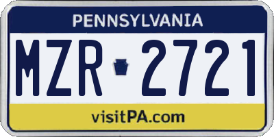 PA license plate MZR2721
