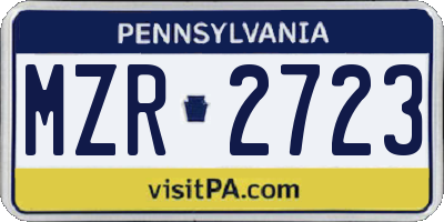 PA license plate MZR2723