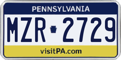 PA license plate MZR2729