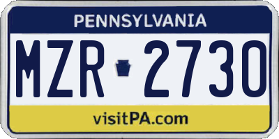 PA license plate MZR2730