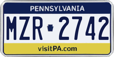 PA license plate MZR2742