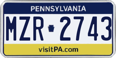 PA license plate MZR2743