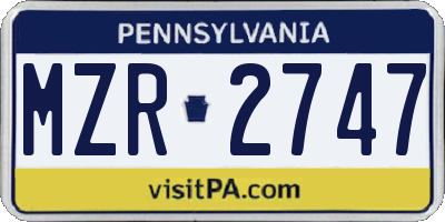 PA license plate MZR2747