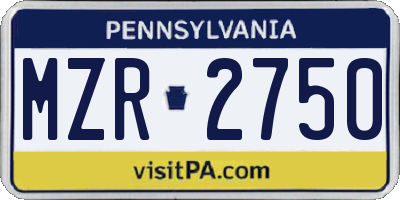 PA license plate MZR2750