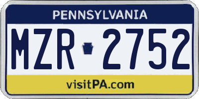 PA license plate MZR2752