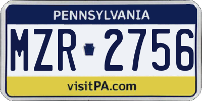 PA license plate MZR2756