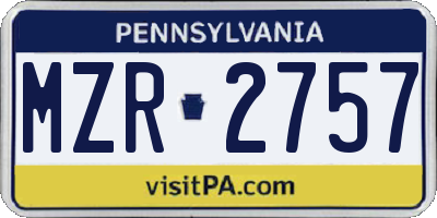 PA license plate MZR2757