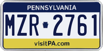 PA license plate MZR2761